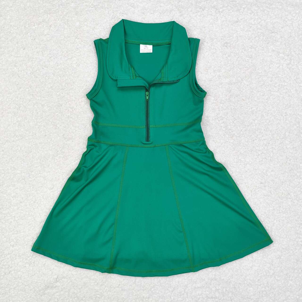 GSD1380 Green Color Girls Knee Length Zipper Yoga Dress