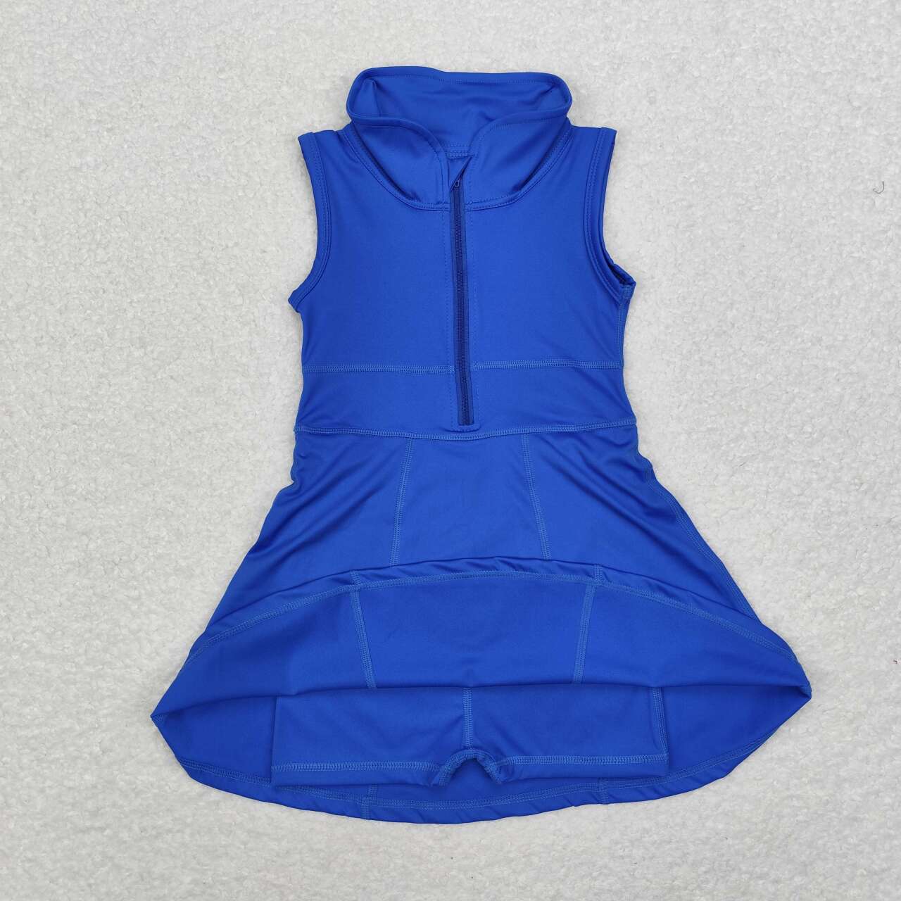 GSD1381 Blue Color Girls Knee Length Zipper Yoga Dress