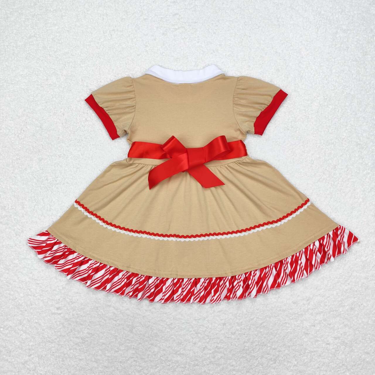 GSD1389 Gingersnap Print Girls Knee Length Christmas Dress