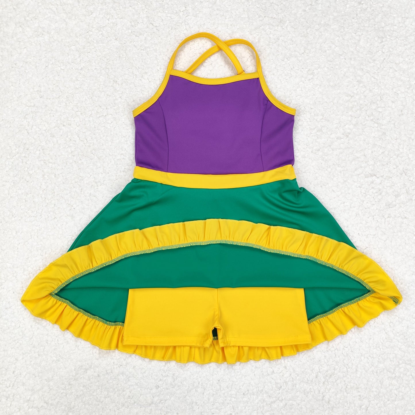 4 Styles Purple Green Yellow Color Girls Mardi Gras Yoga Clothes Sisters Wear