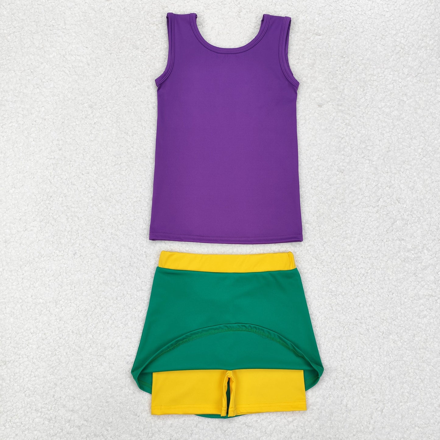 4 Styles Purple Green Yellow Color Girls Mardi Gras Yoga Clothes Sisters Wear