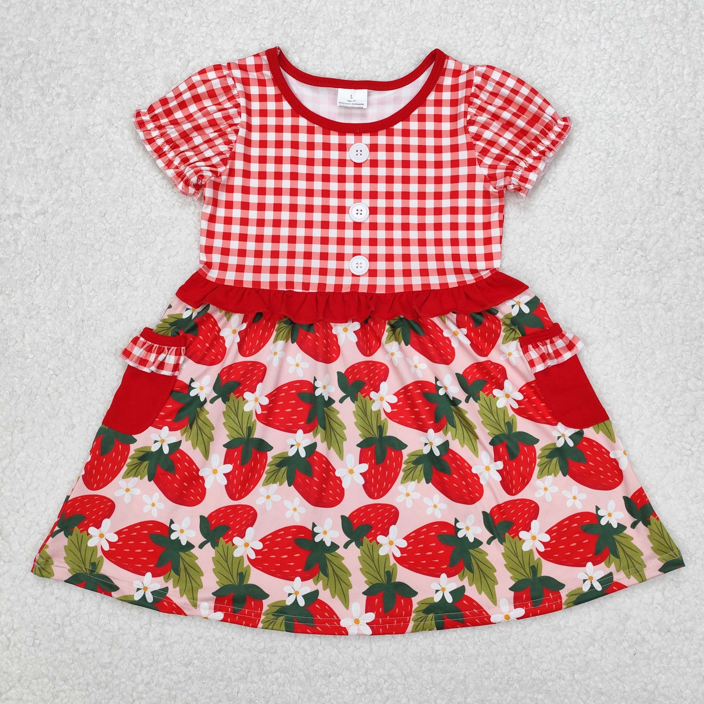 Strawberry Flowers Print Sisters Summer Matching Clothes