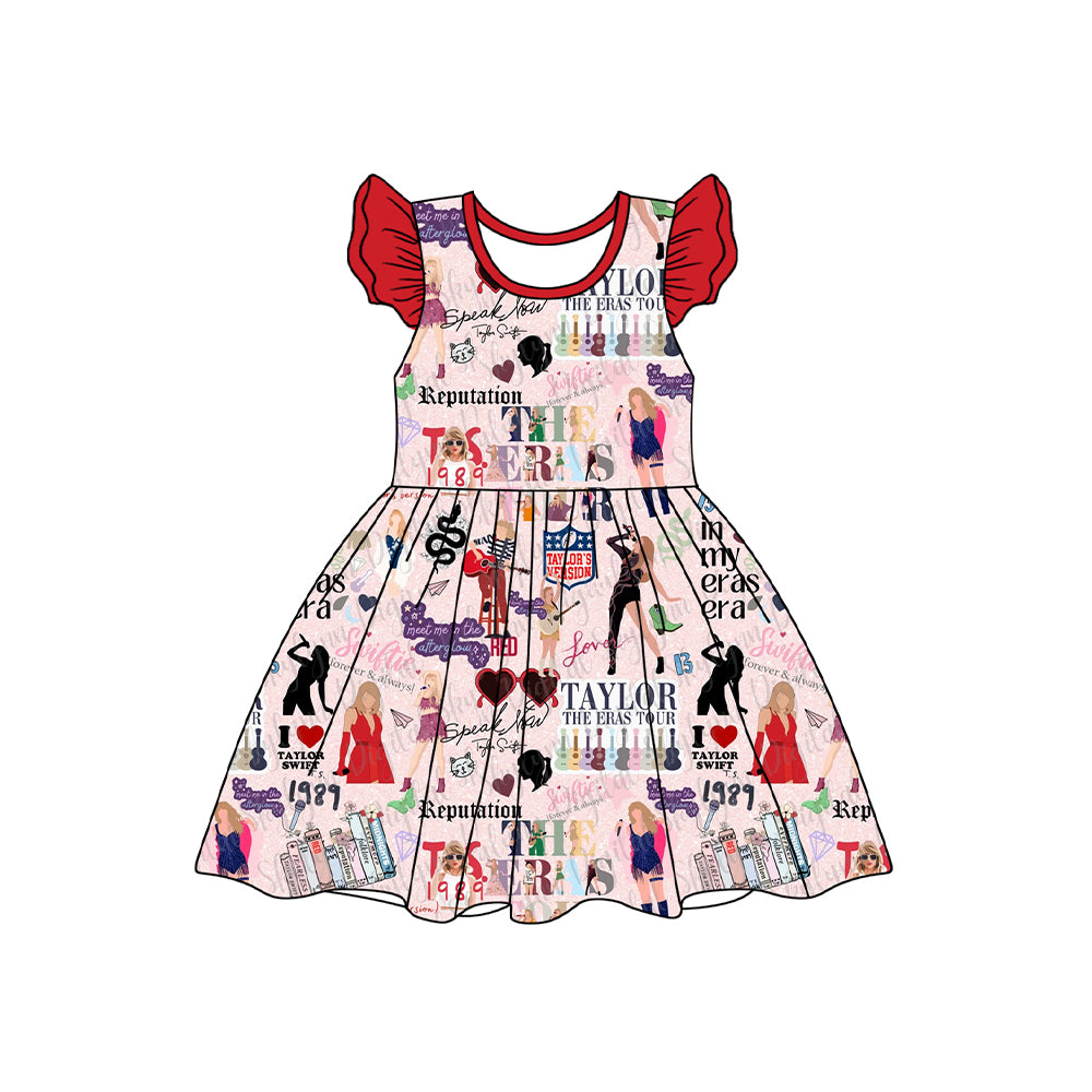 (Pre-order)GSD1711 Singer Swiftie Print Girls Summer Knee Length Dress