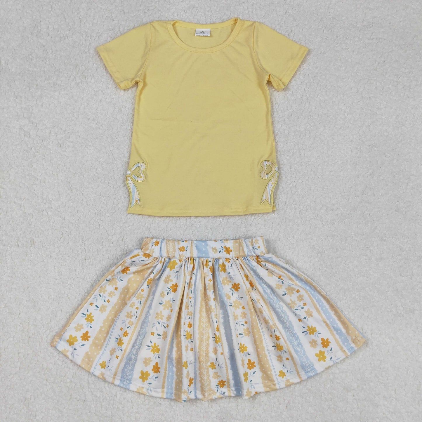 Bows Embroidery Top Flowers Skirts Shorts Gilrls Summer Clothes Set Sisters Wear