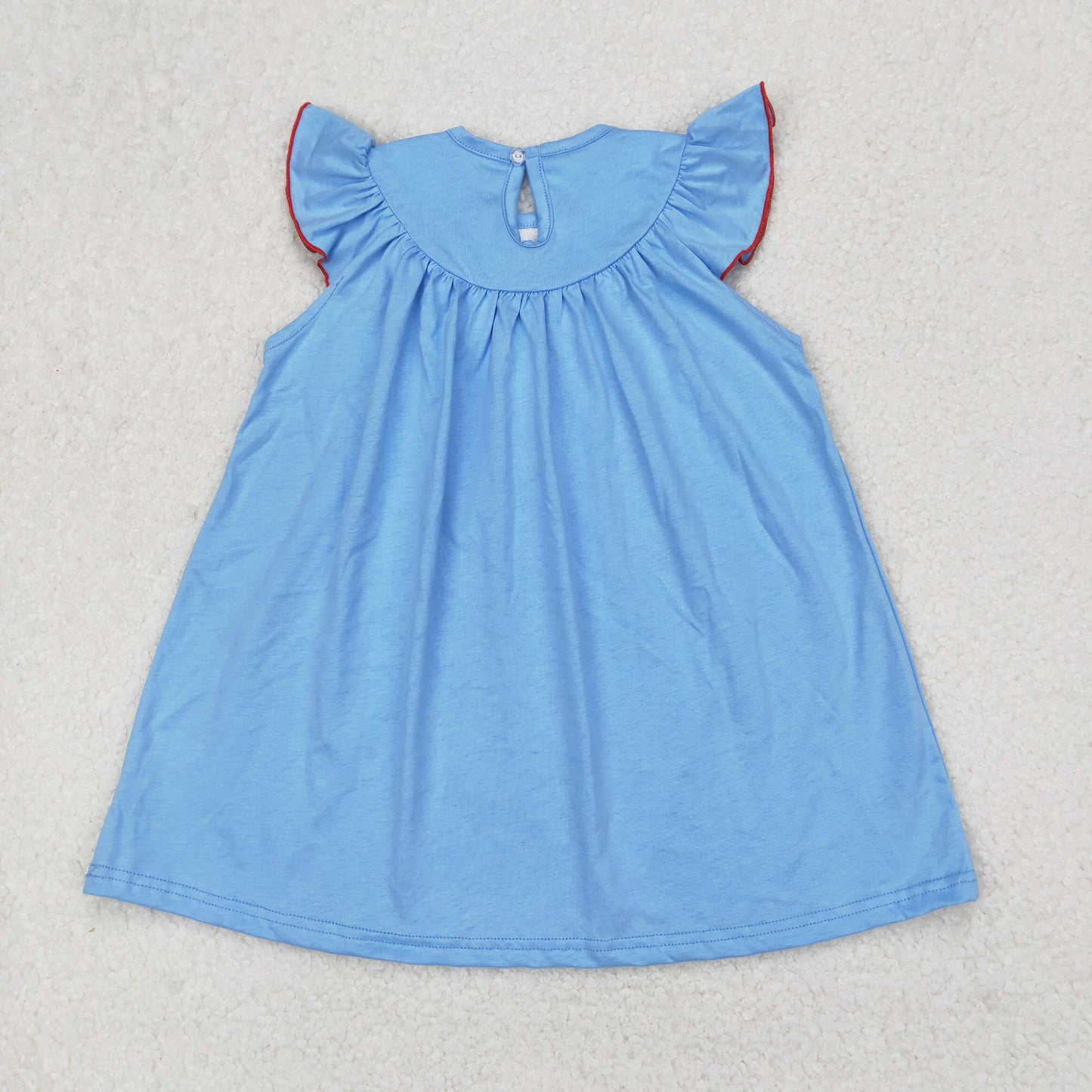 Sailboat Flag Embroidery Blue Color Sibling 4th of July Smocked Matching Clothes
