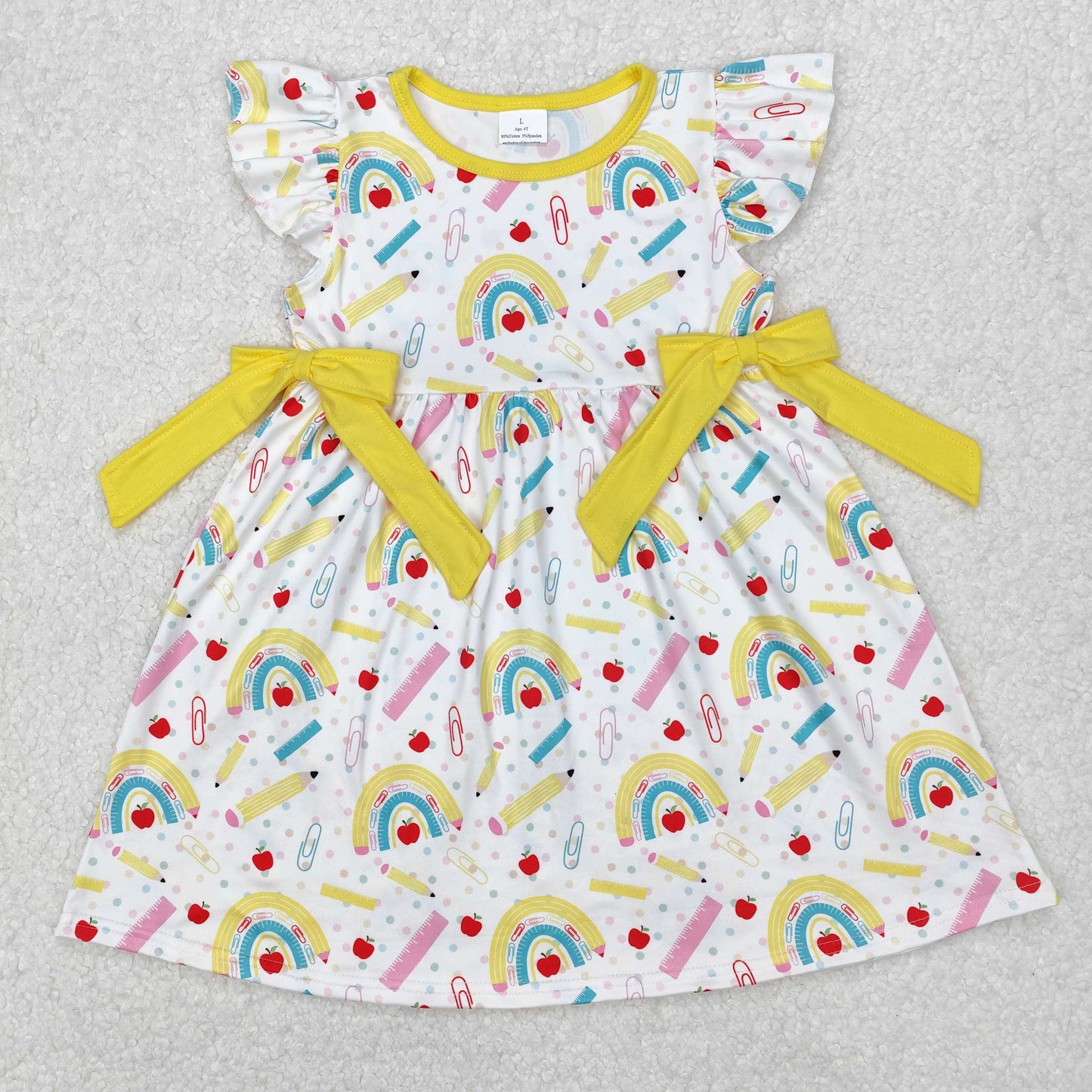 Pen Rainbow Apple Print Girls Back to School Clothes Sisters Wear