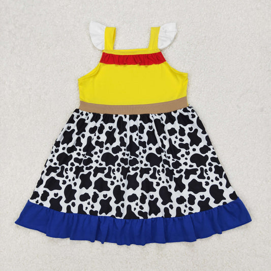 GSD1881  Cartoon Toys Cowhide Print Girls Summer Knee Length Dress