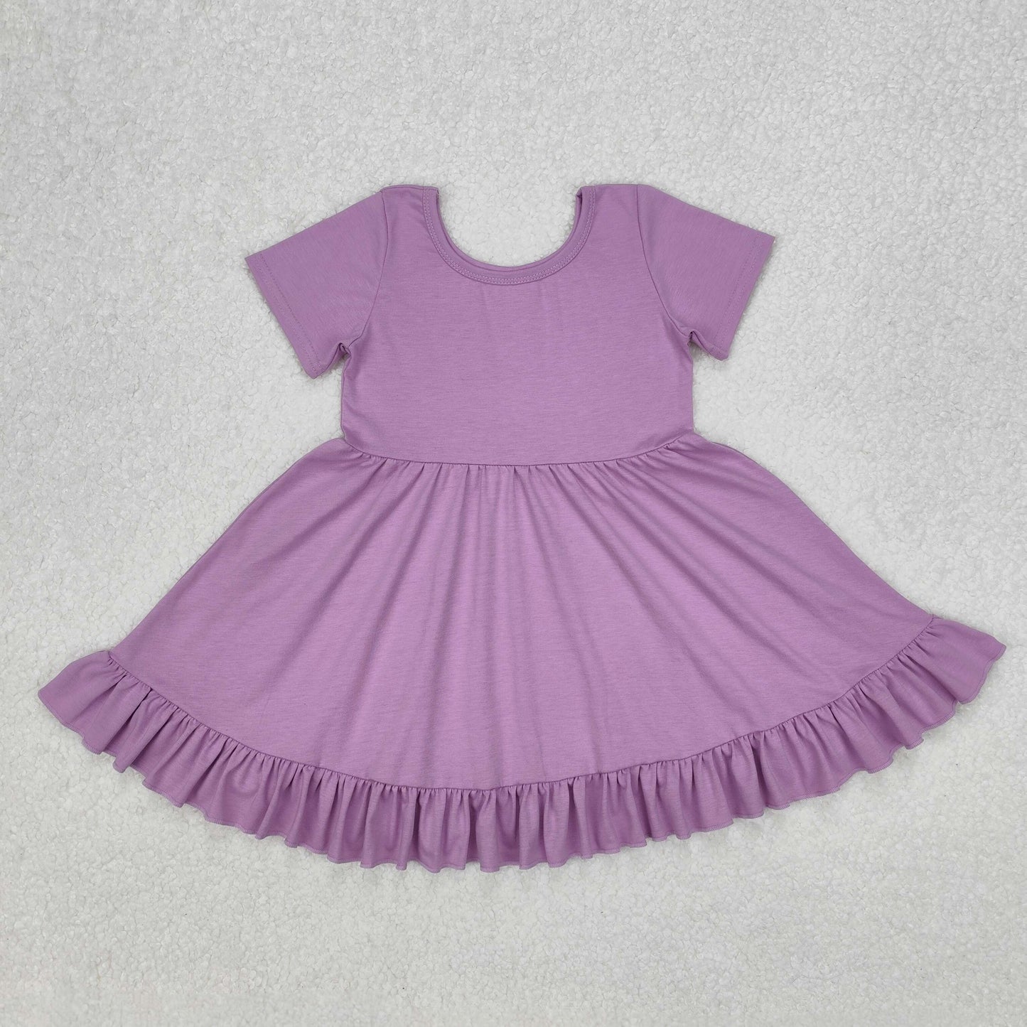 2 Solid Colors Girls Shorts Sleeve Summer Knee Length Dress
