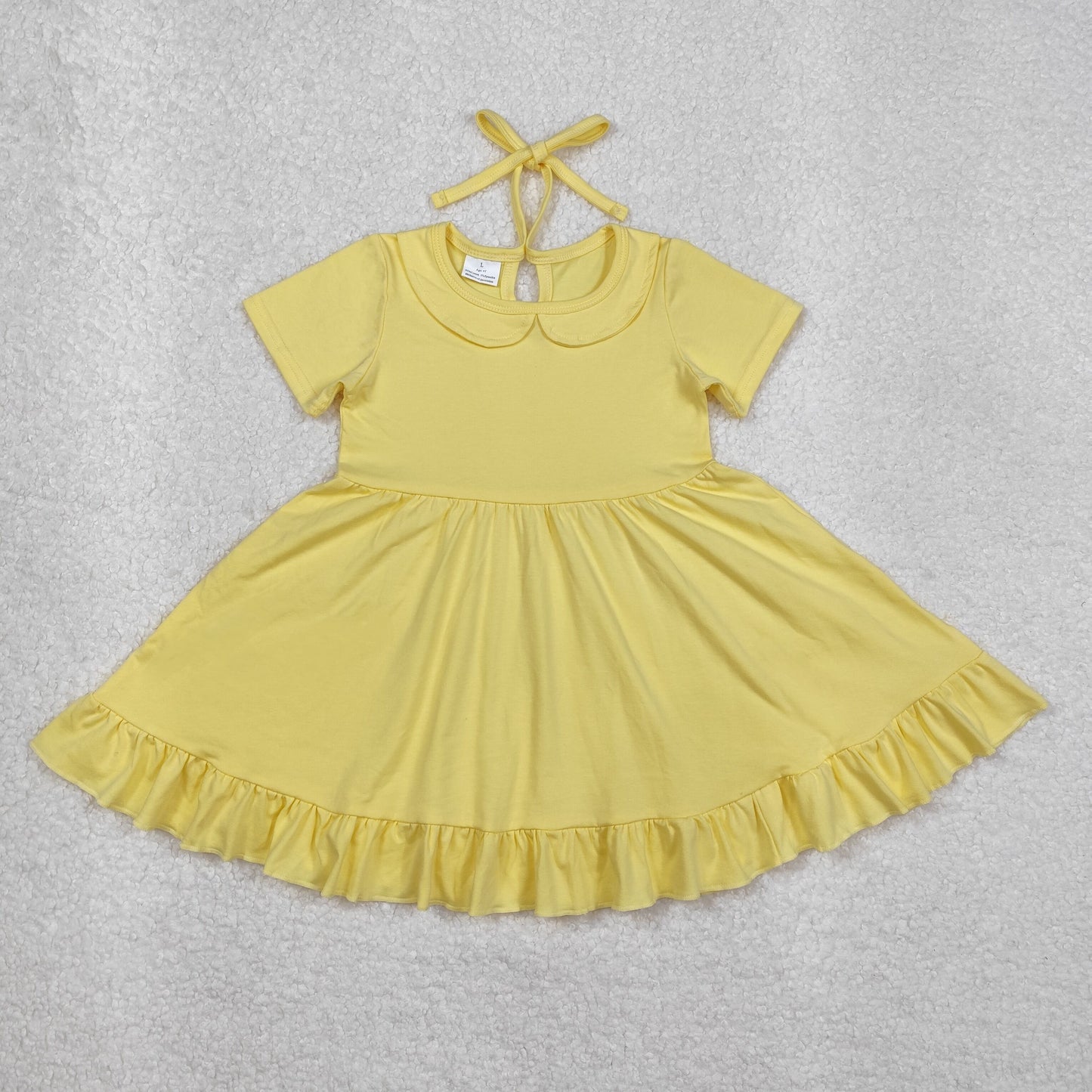 3 Solid Colors Girls Shorts Sleeve Summer Knee Length Dress