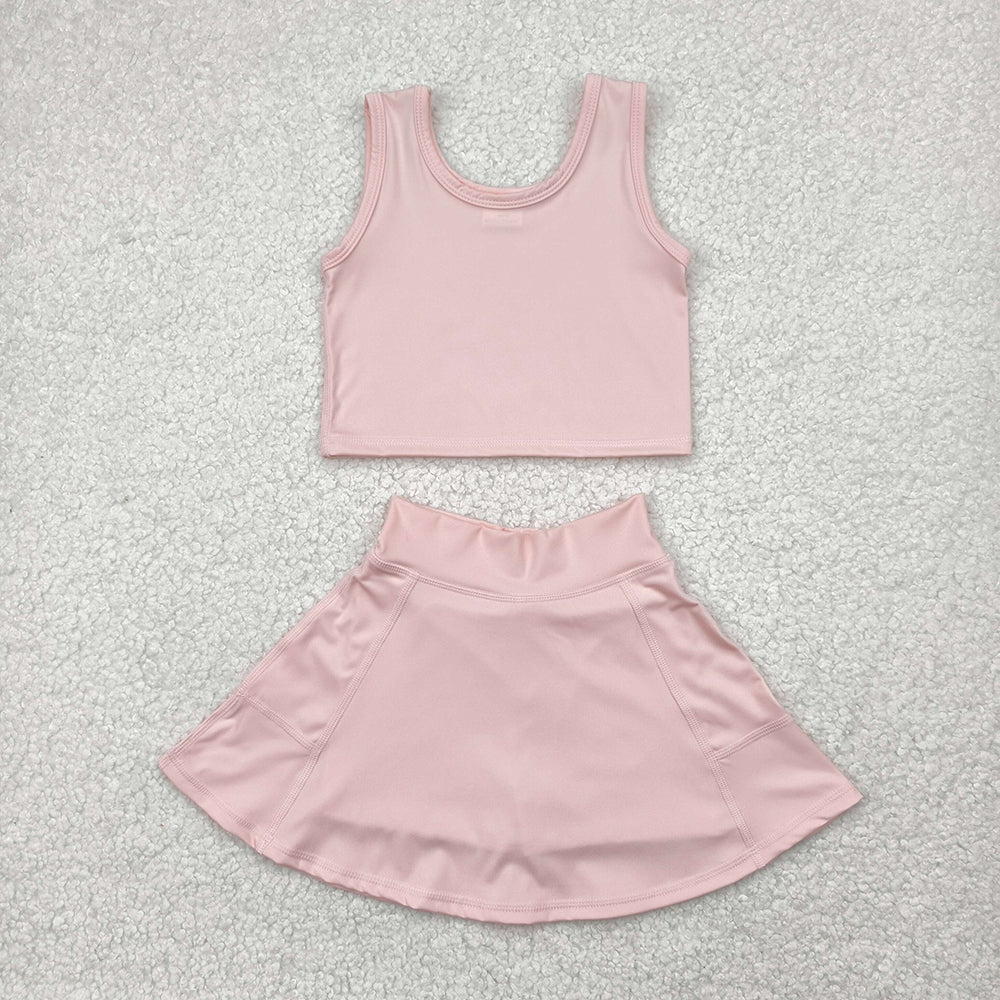 6 Colors Tank Top Skirts Shorts Girls Summer Yoga Clothes Set Sisters Sports Wear