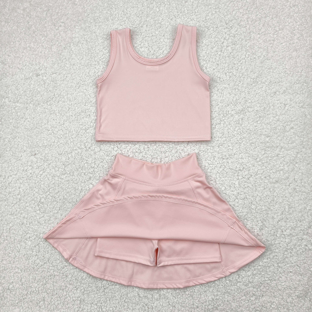6 Colors Tank Top Skirts Shorts Girls Summer Yoga Clothes Set Sisters Sports Wear