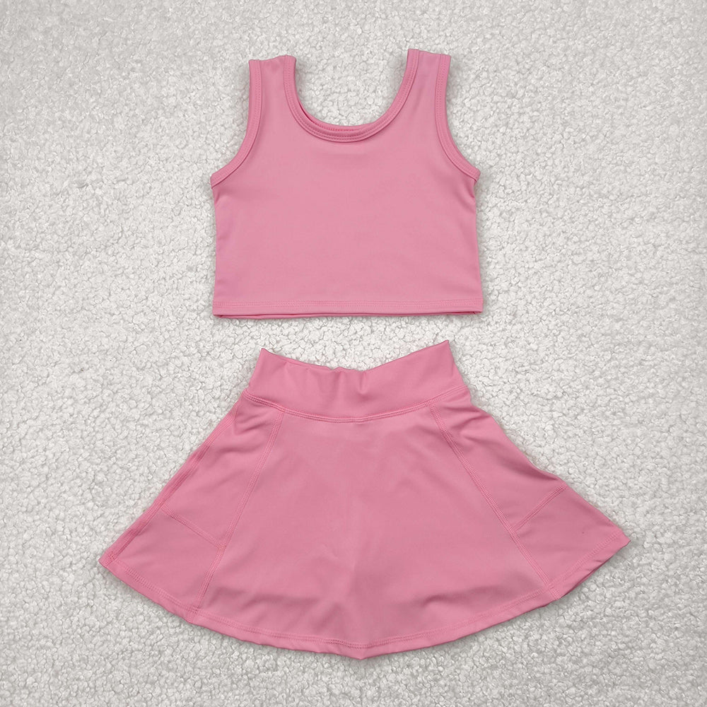 6 Colors Tank Top Skirts Shorts Girls Summer Yoga Clothes Set Sisters Sports Wear