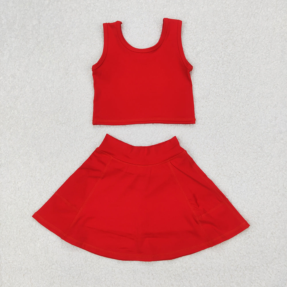 6 Colors Tank Top Skirts Shorts Girls Summer Yoga Clothes Set Sisters Sports Wear