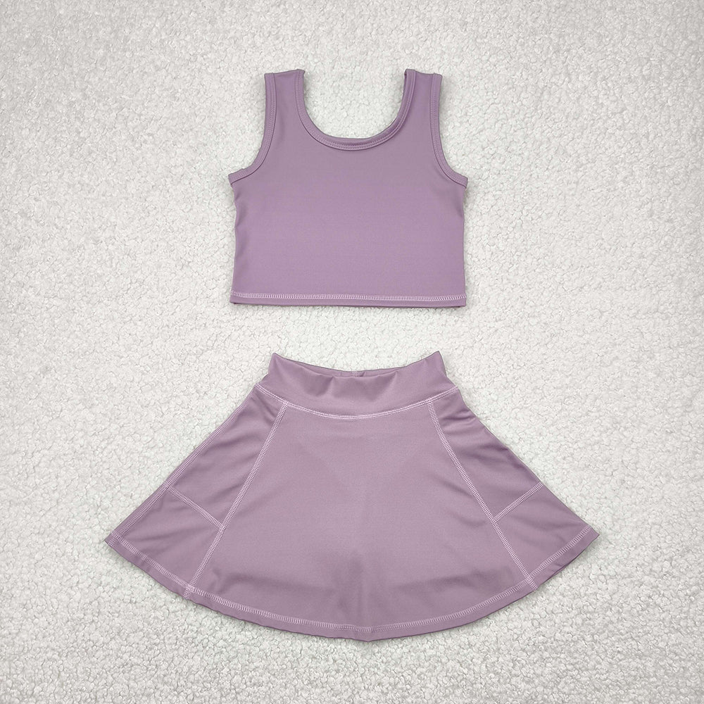 6 Colors Tank Top Skirts Shorts Girls Summer Yoga Clothes Set Sisters Sports Wear