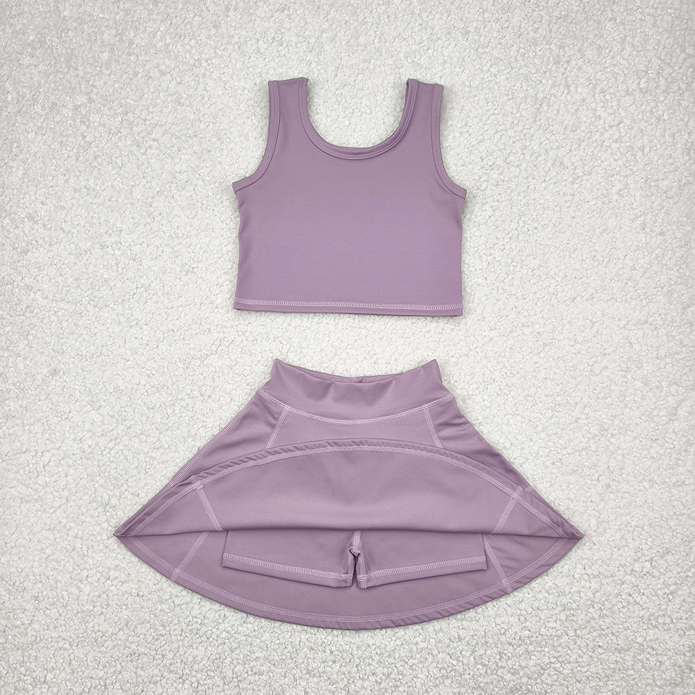 6 Colors Tank Top Skirts Shorts Girls Summer Yoga Clothes Set Sisters Sports Wear