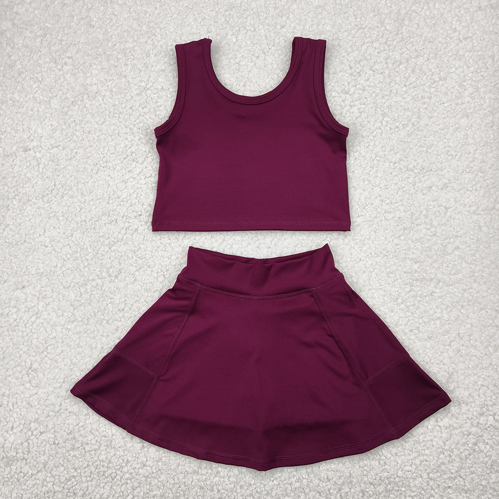 6 Colors Tank Top Skirts Shorts Girls Summer Yoga Clothes Set Sisters Sports Wear