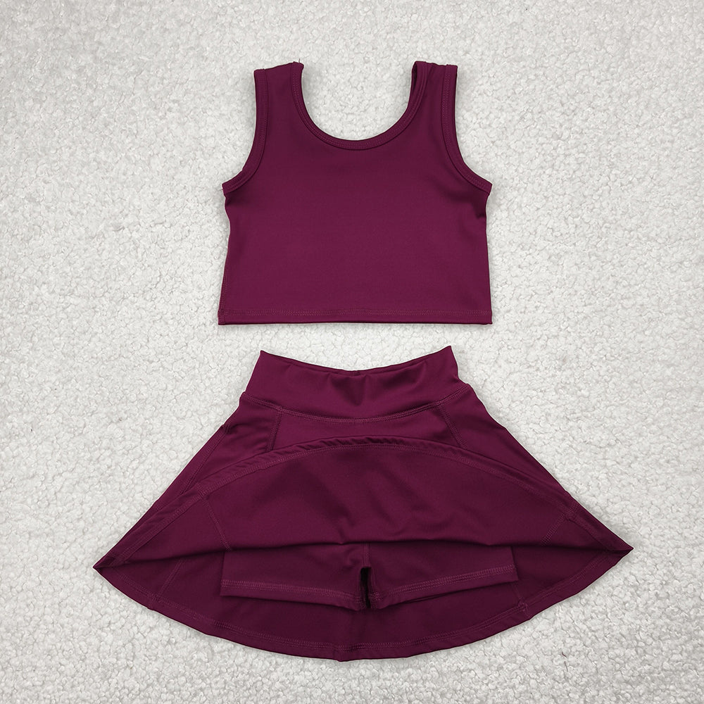 6 Colors Tank Top Skirts Shorts Girls Summer Yoga Clothes Set Sisters Sports Wear
