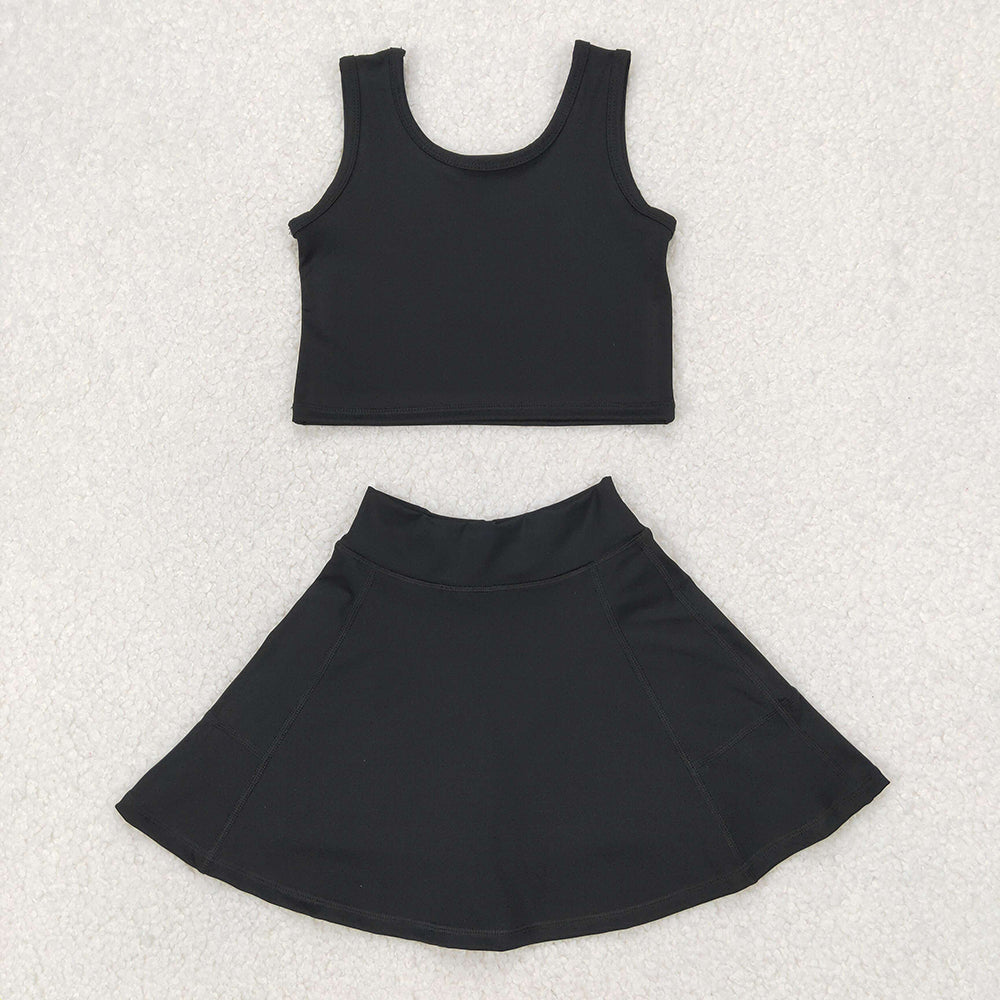 6 Colors Tank Top Skirts Shorts Girls Summer Yoga Clothes Set Sisters Sports Wear