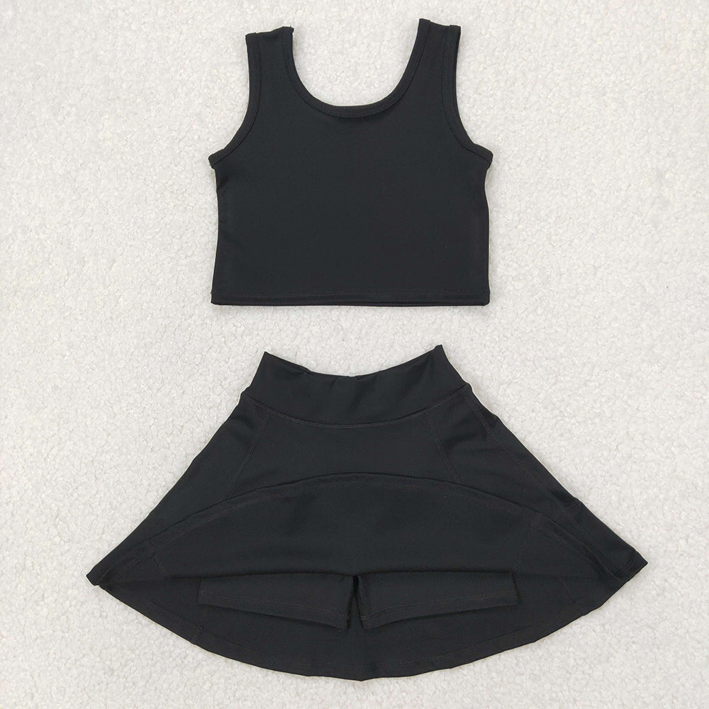 6 Colors Tank Top Skirts Shorts Girls Summer Yoga Clothes Set Sisters Sports Wear