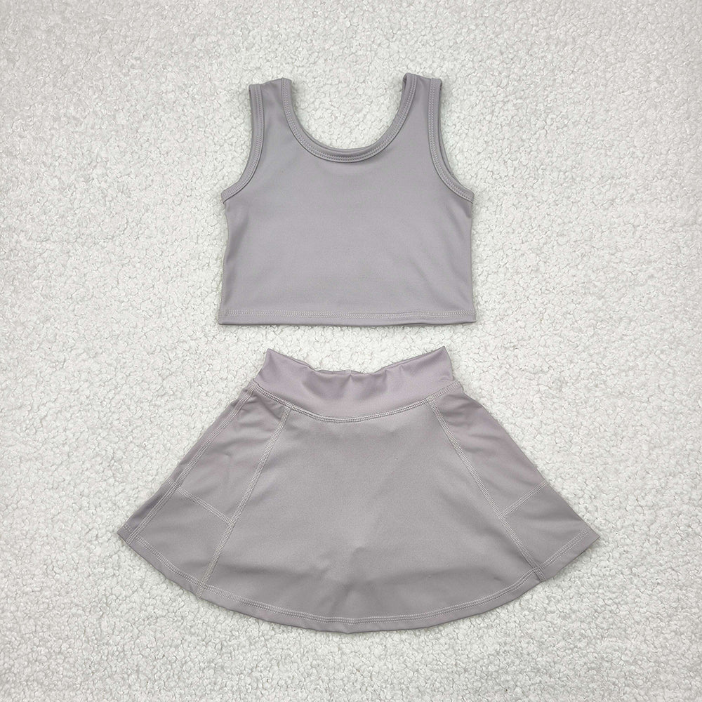 5 Colors Tank Top Skirts Shorts Girls Summer Yoga Clothes Set Sisters Sports Wear