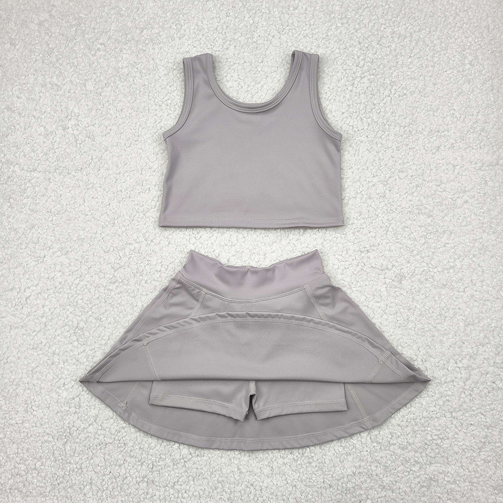 5 Colors Tank Top Skirts Shorts Girls Summer Yoga Clothes Set Sisters Sports Wear