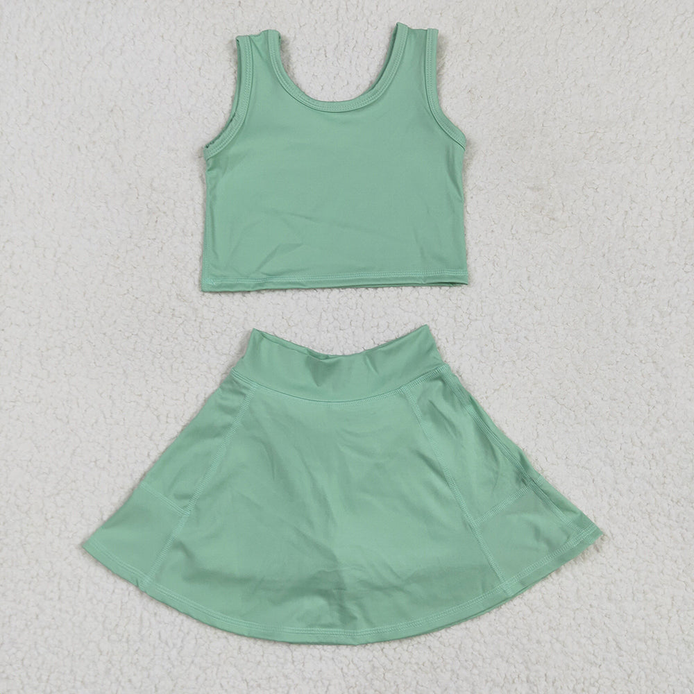 5 Colors Tank Top Skirts Shorts Girls Summer Yoga Clothes Set Sisters Sports Wear