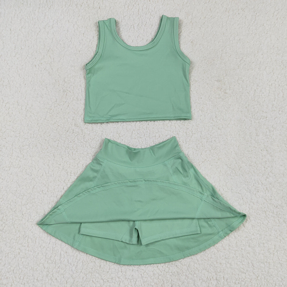 5 Colors Tank Top Skirts Shorts Girls Summer Yoga Clothes Set Sisters Sports Wear