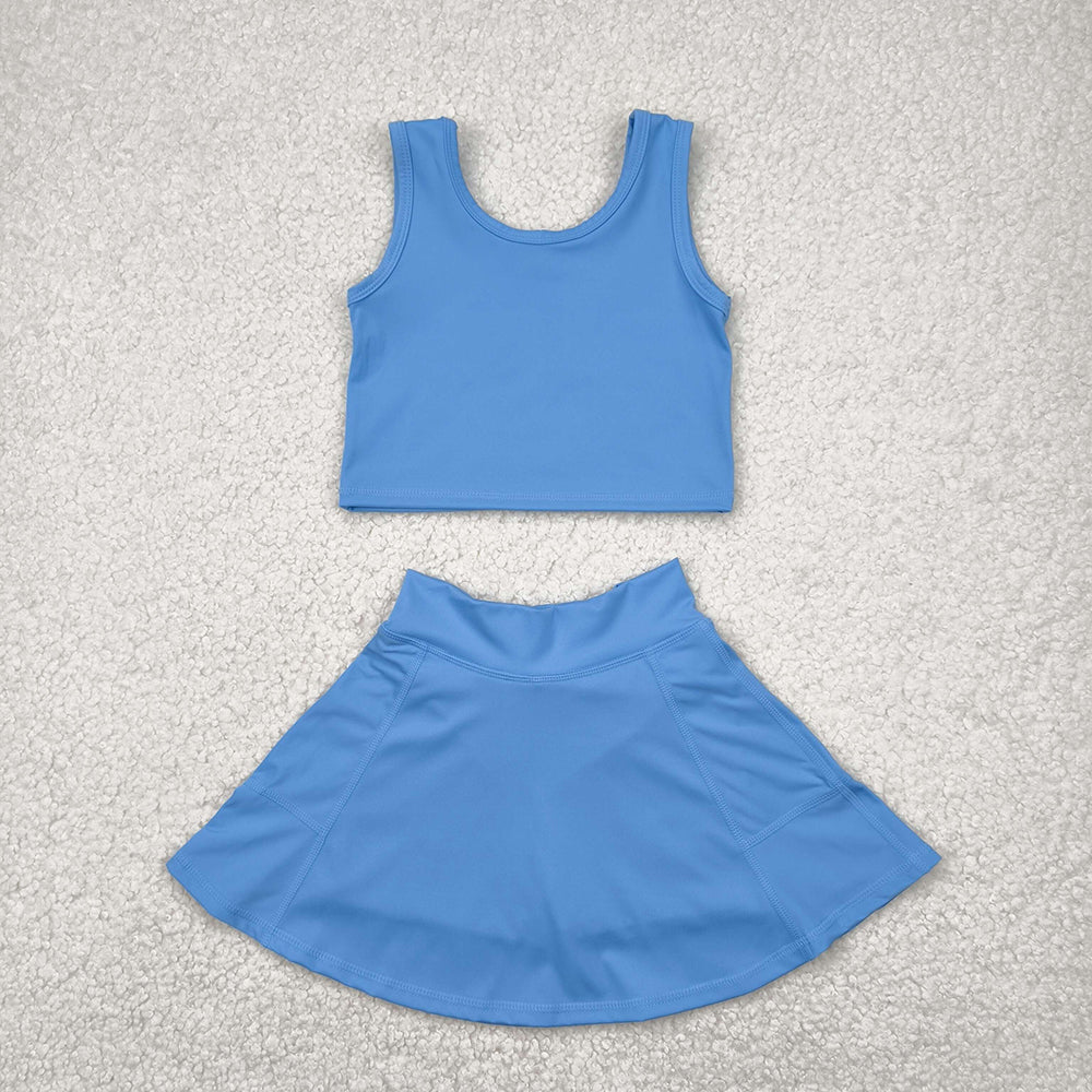 5 Colors Tank Top Skirts Shorts Girls Summer Yoga Clothes Set Sisters Sports Wear