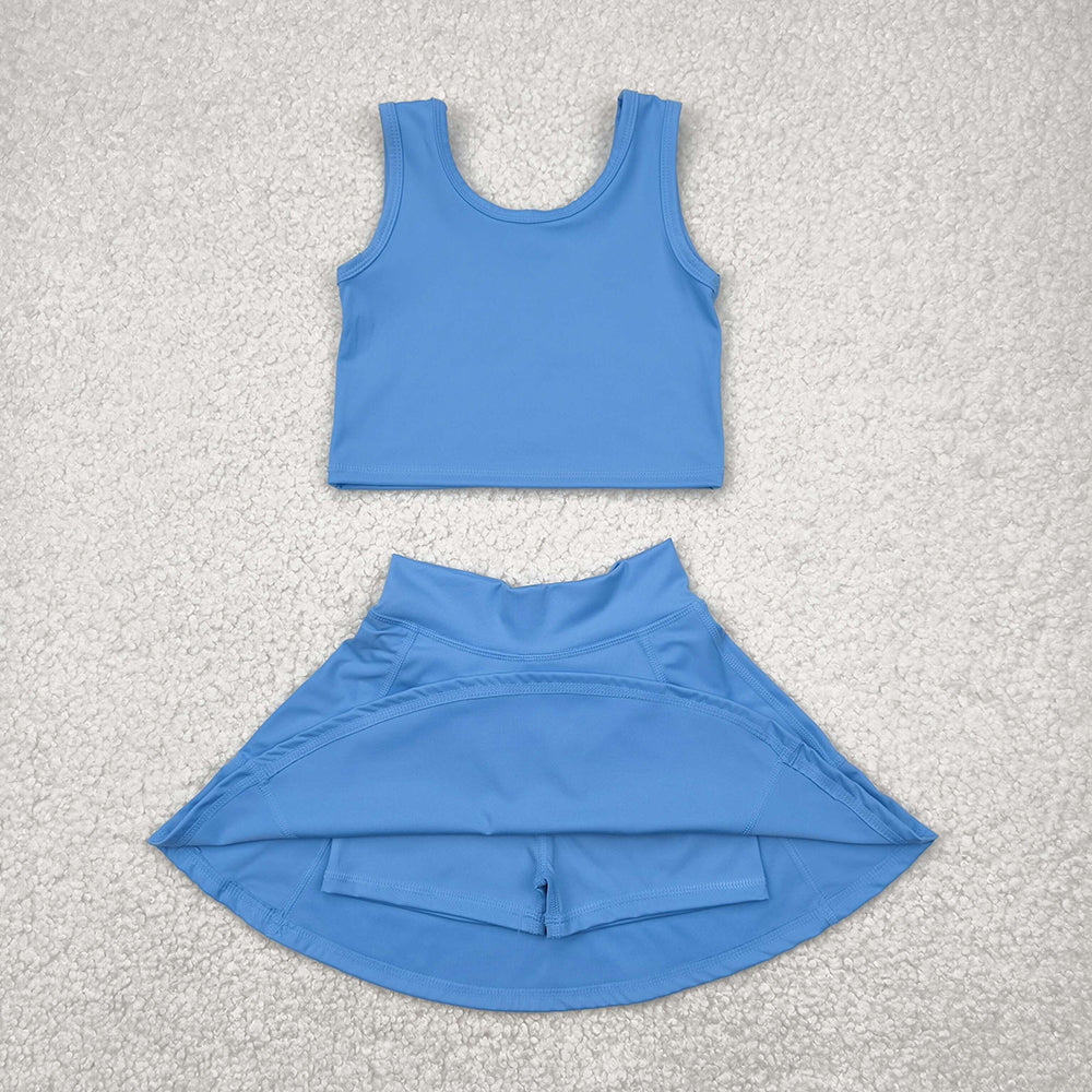 5 Colors Tank Top Skirts Shorts Girls Summer Yoga Clothes Set Sisters Sports Wear