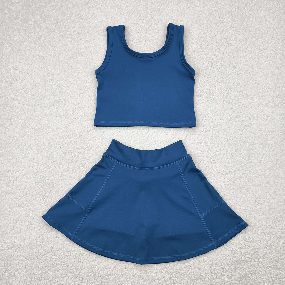 5 Colors Tank Top Skirts Shorts Girls Summer Yoga Clothes Set Sisters Sports Wear