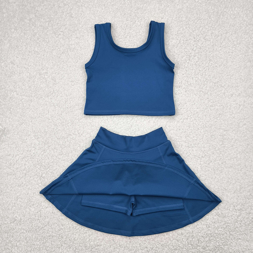 5 Colors Tank Top Skirts Shorts Girls Summer Yoga Clothes Set Sisters Sports Wear