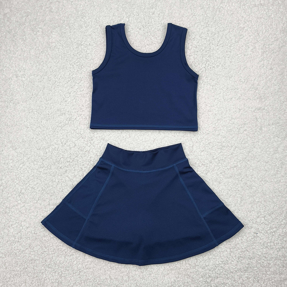 5 Colors Tank Top Skirts Shorts Girls Summer Yoga Clothes Set Sisters Sports Wear
