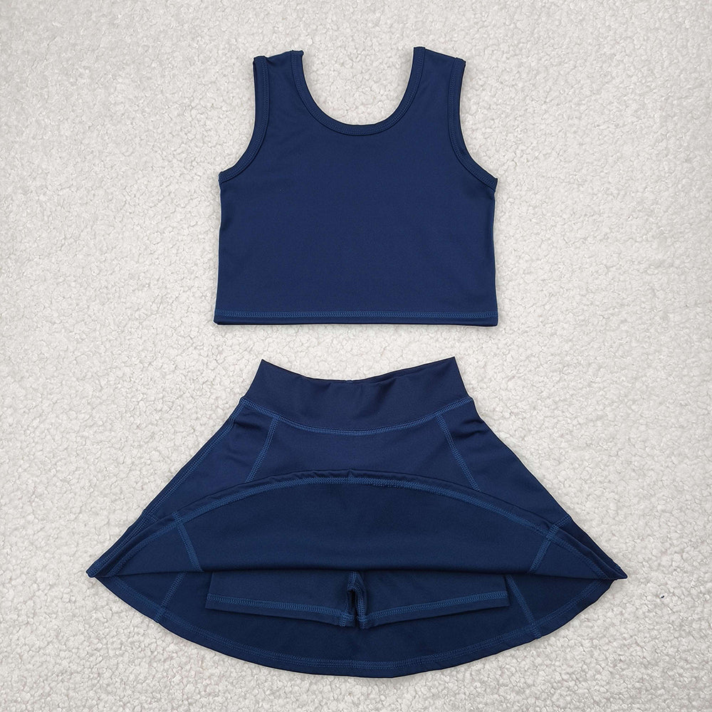 5 Colors Tank Top Skirts Shorts Girls Summer Yoga Clothes Set Sisters Sports Wear