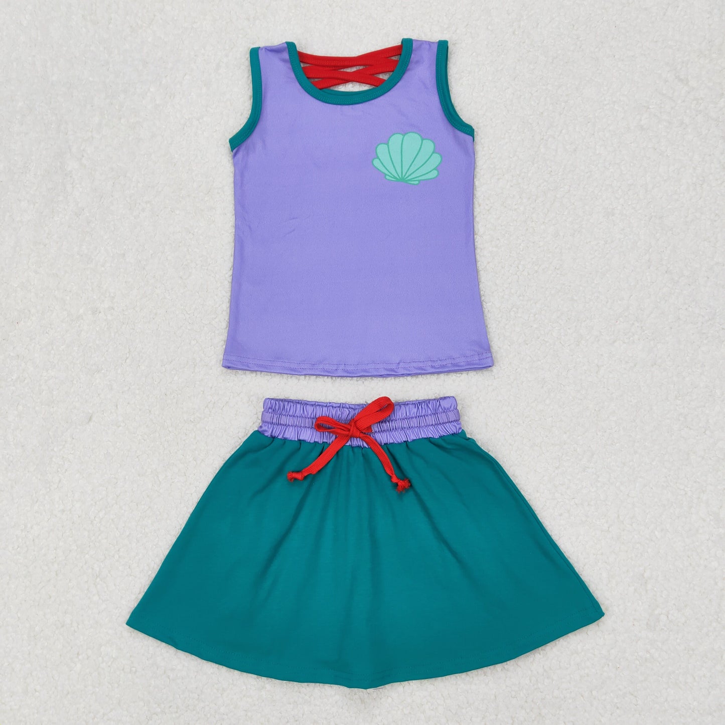Cartoon Princess Tank Top Skirts Shotrs Girls Summer Clothes Set Sisters Wear