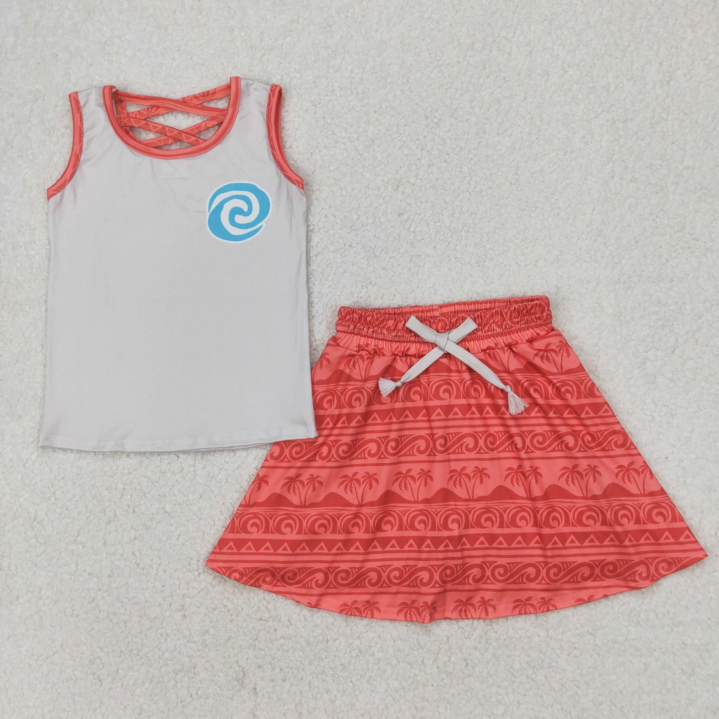 Cartoon Princess Tank Top Skirts Shotrs Girls Summer Clothes Set Sisters Wear
