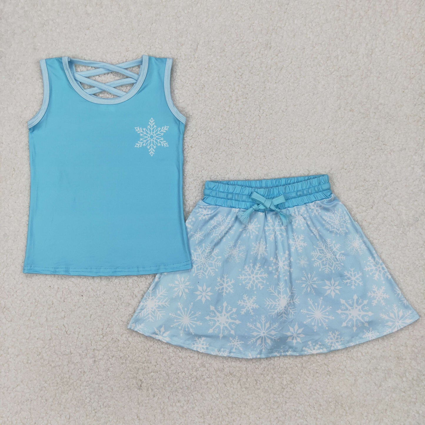 Cartoon Princess Tank Top Skirts Shotrs Girls Summer Clothes Set Sisters Wear