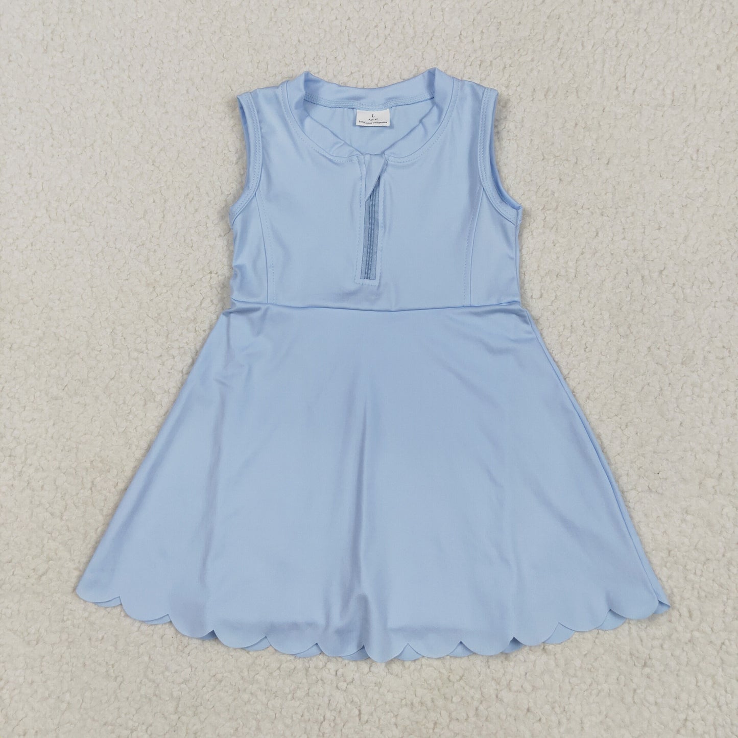 GSD2088 Blue Color Zipper Sleeveless Girls Summer Knee Length Yoga Shorts Dress