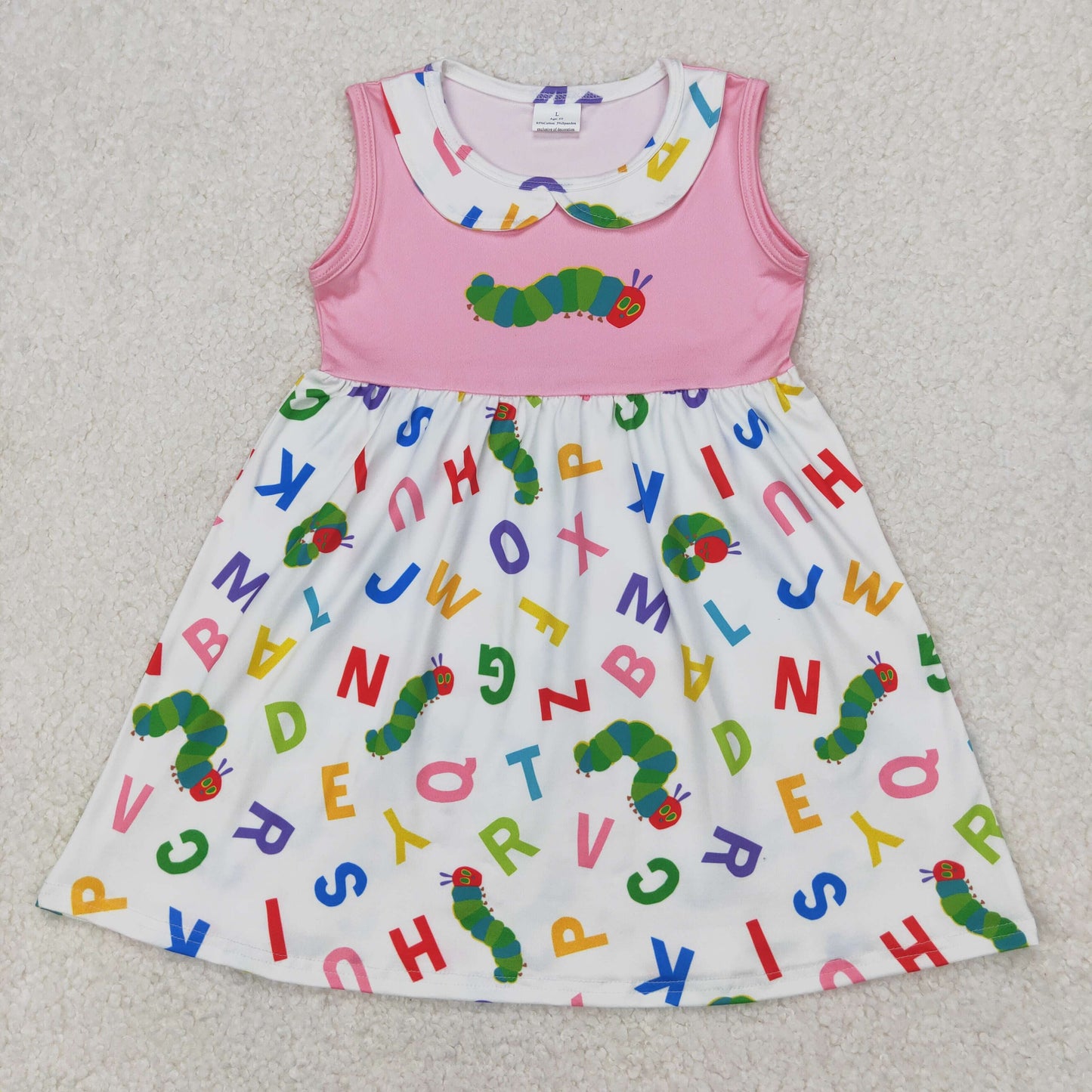 GSD2152 I'm Hungry Caterpillar Print Girls Summer Knee Length Dress