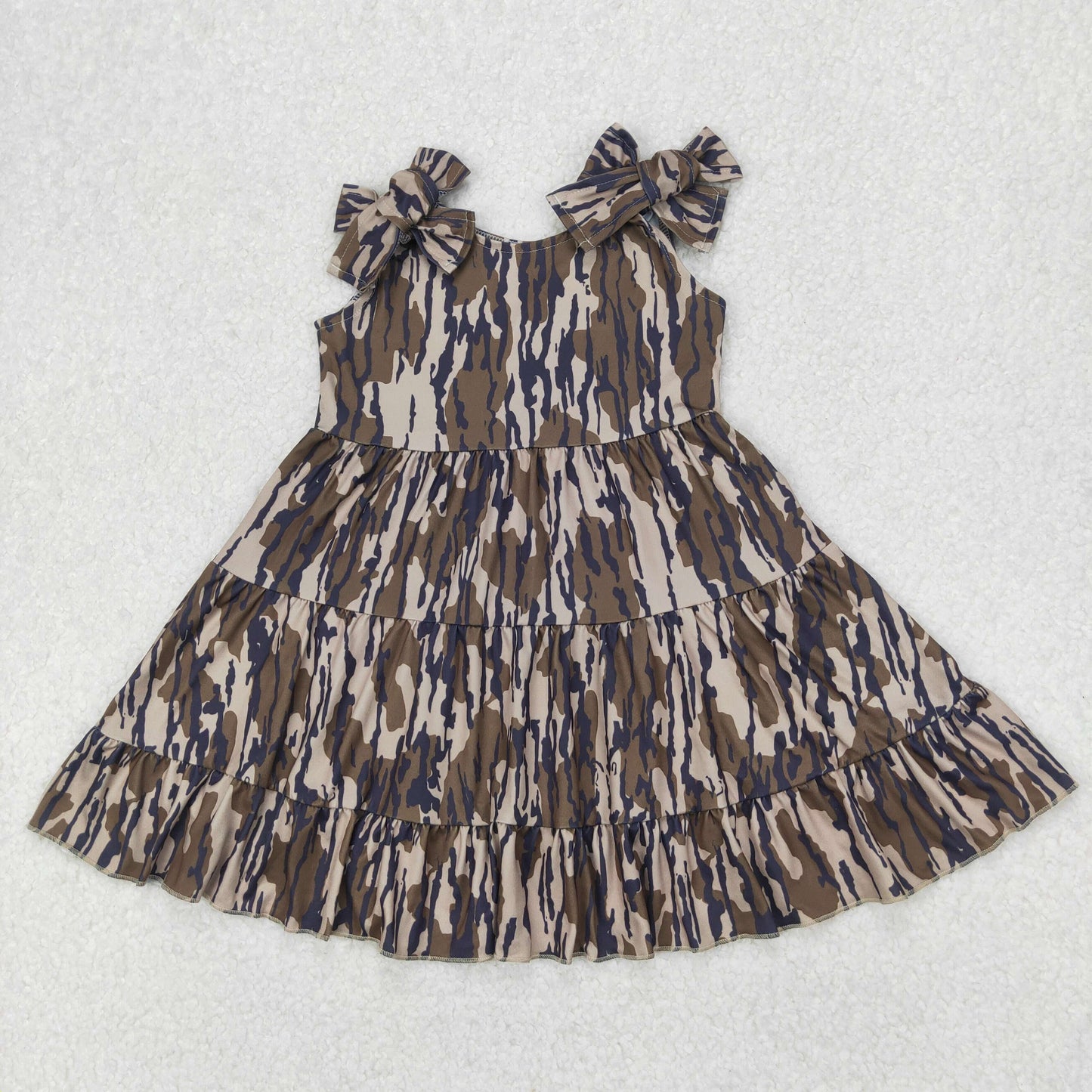 GSD2203 Camo Print Girls Summer Knee Length Dress