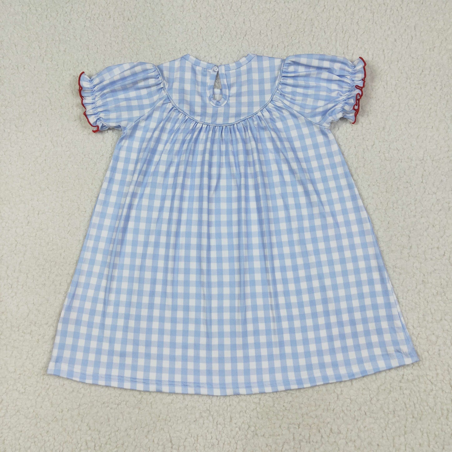Farm Animals Embroidery Blue Plaid Sisters Smocked Matching Clothes