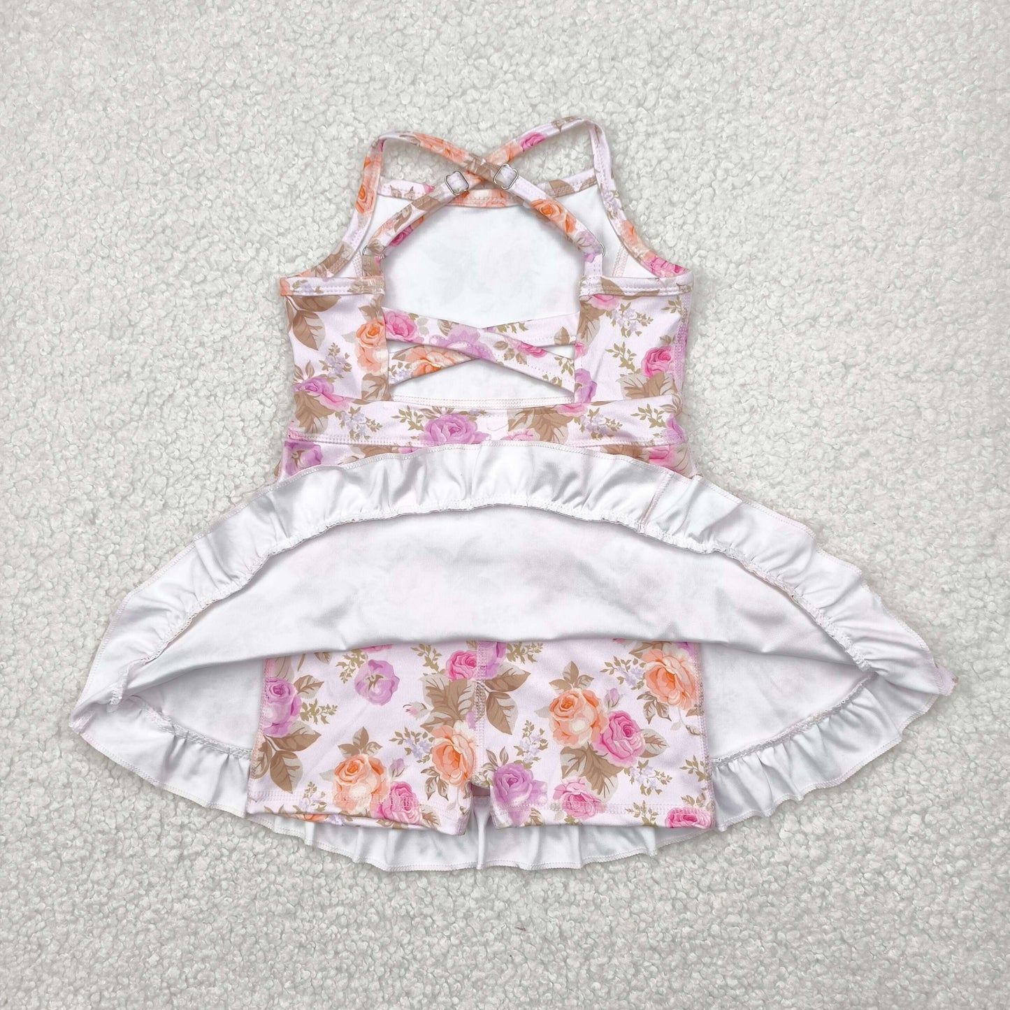 8 Print Flowers Girls Summer Knee Length Shorts Yoga Dress Sisters Wear