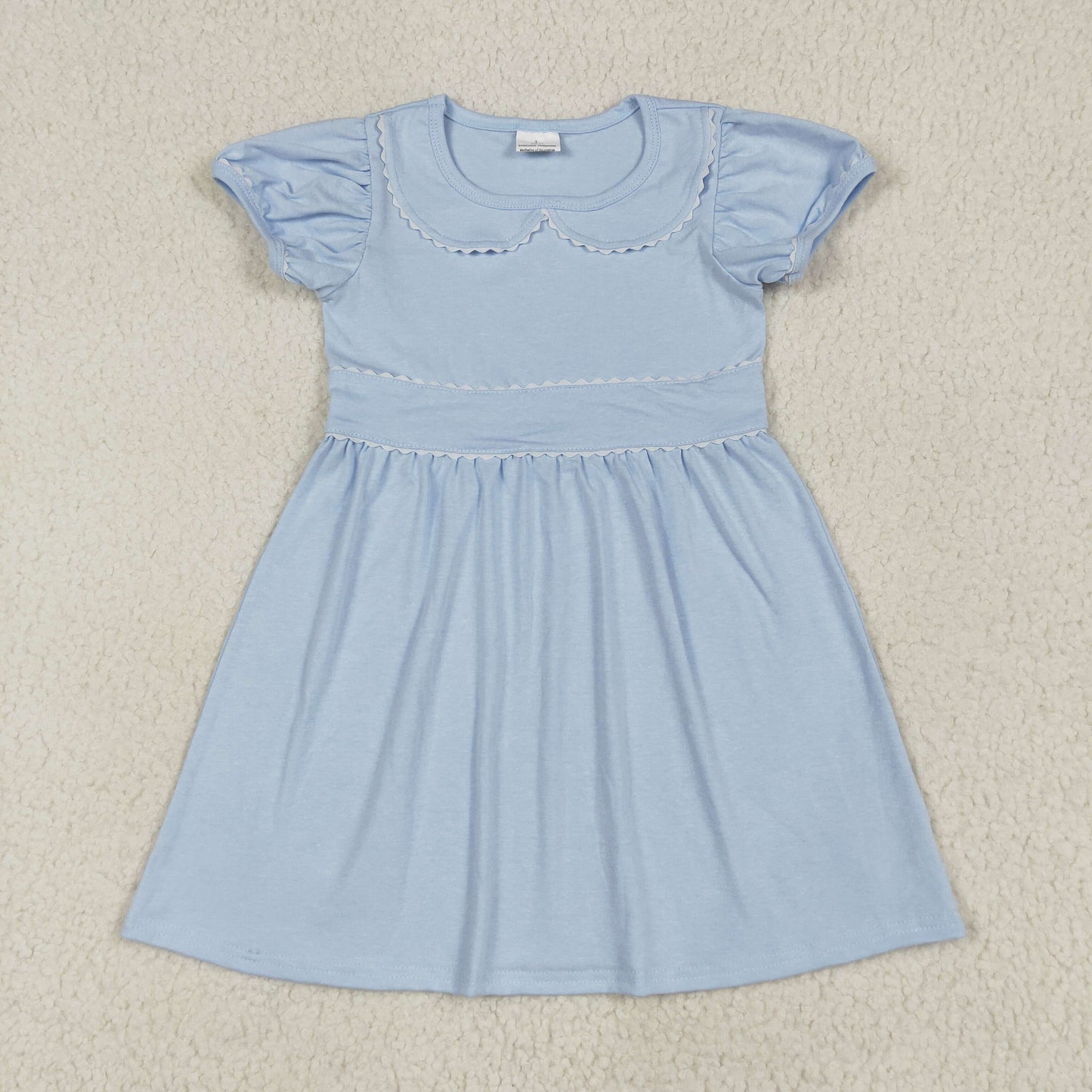 GSD2316 Blue Color Girls Summer Knee Length Dress