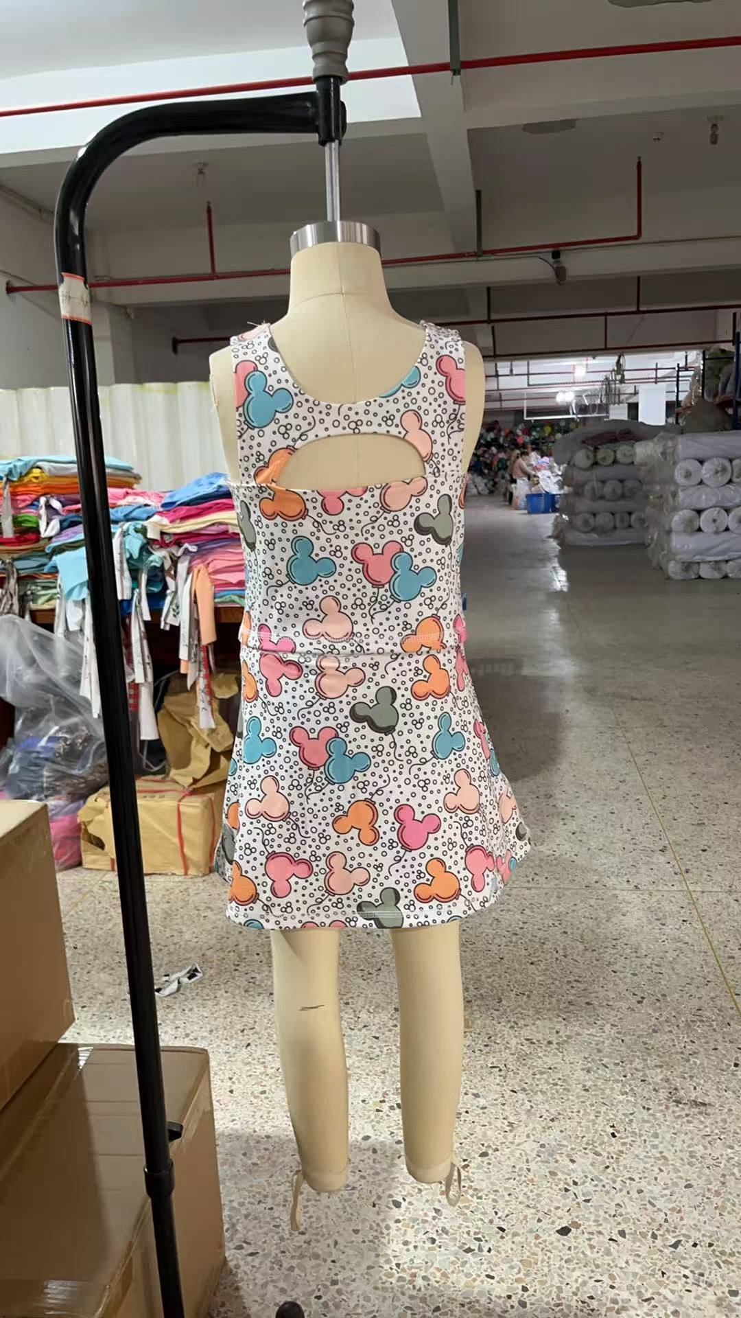 GSD2331 Cartoon Mouse Tank Top Skirts Shorts Girls Summer Yoga Outfits