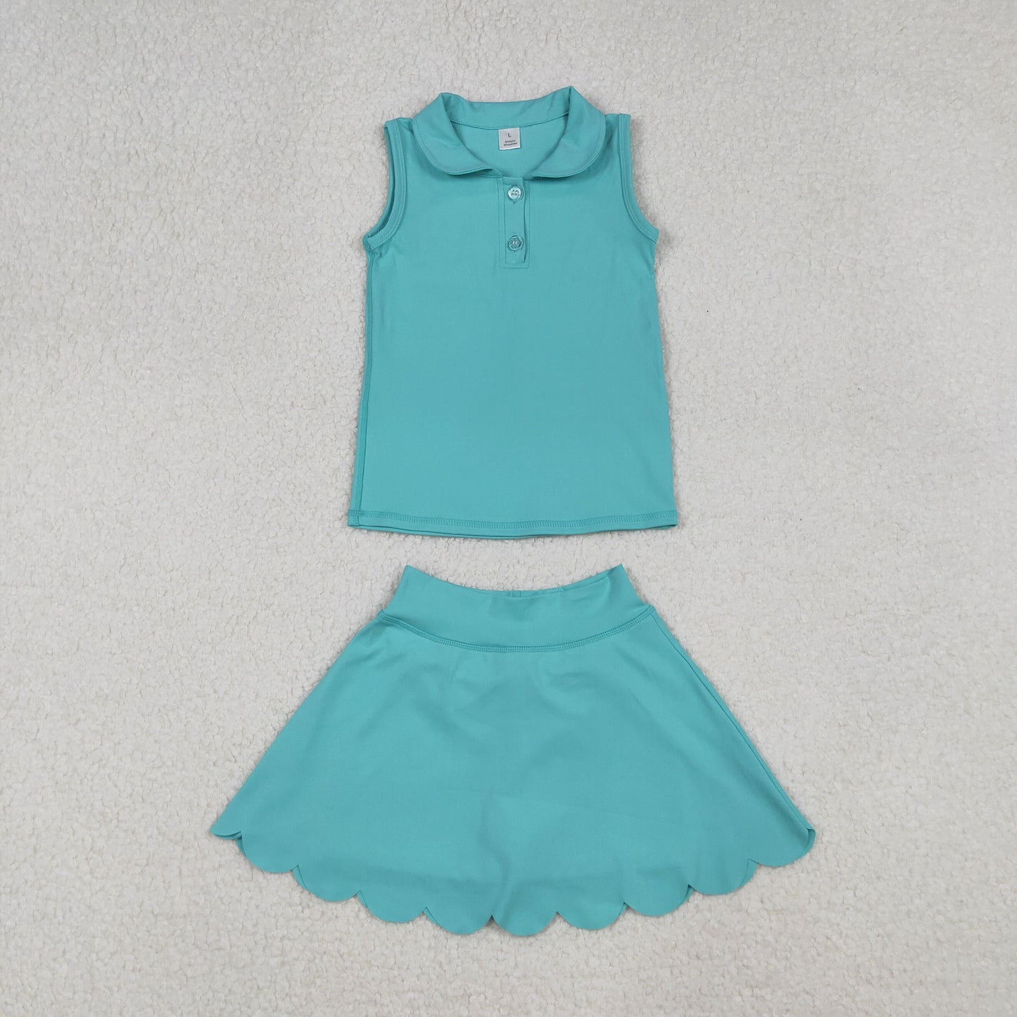 GSD2349 Blue Sleeveless Polo Top Skirts Shorts Girls Summer Yoga Outfits