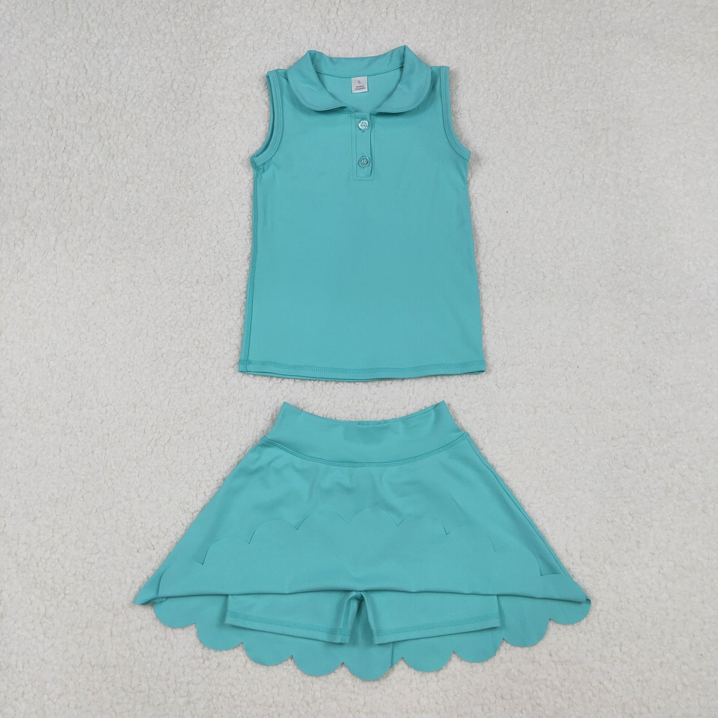 GSD2349 Blue Sleeveless Polo Top Skirts Shorts Girls Summer Yoga Outfits