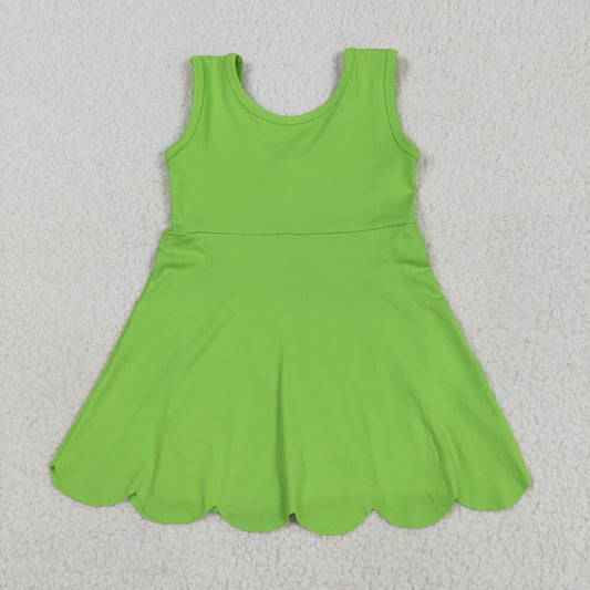 GSD2351 Green Color Girls Summer Knee Length Shorts Yoga Dress