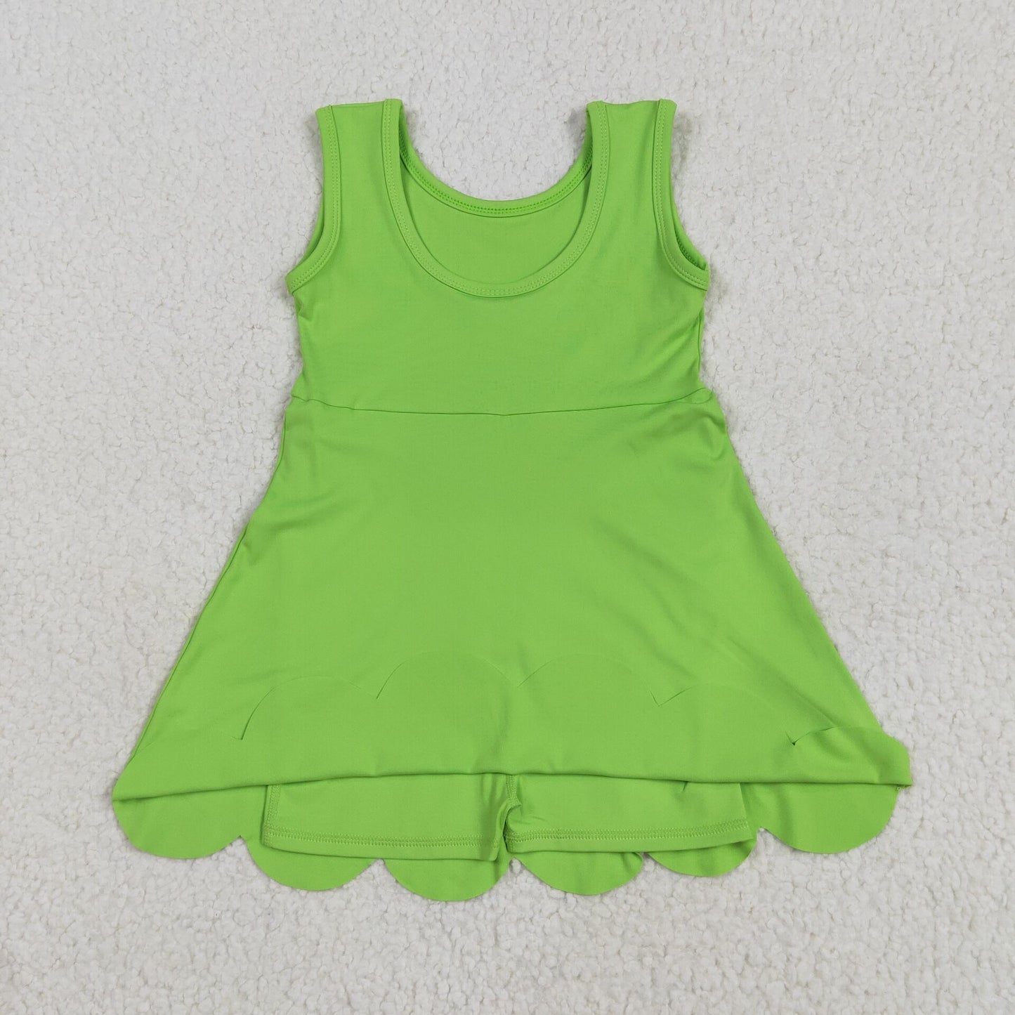 GSD2351 Green Color Girls Summer Knee Length Shorts Yoga Dress