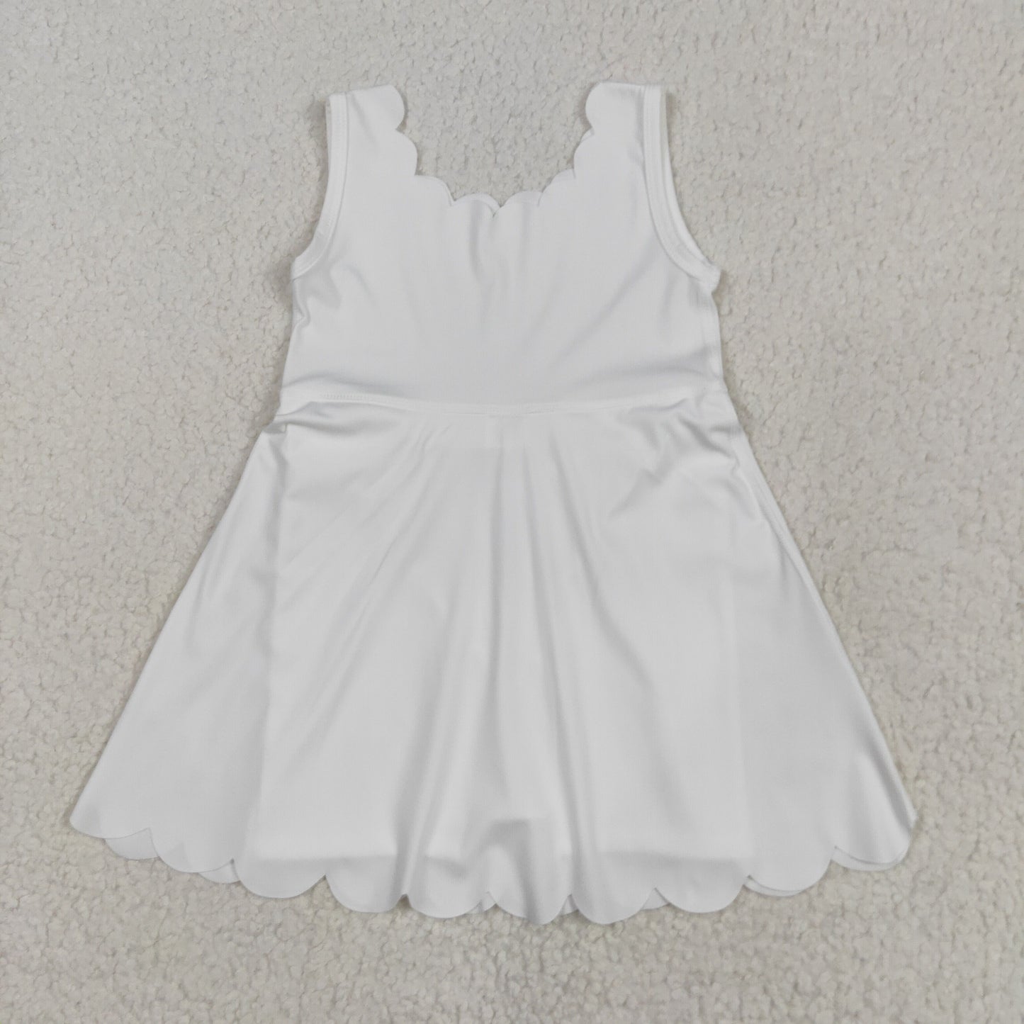 GSD2370 White Color Girls Summer Knee Length Yoga Dress