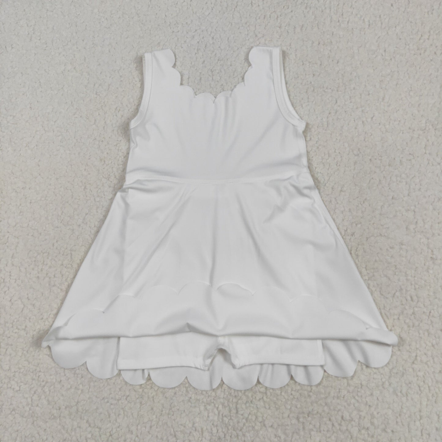 GSD2370 White Color Girls Summer Knee Length Yoga Dress
