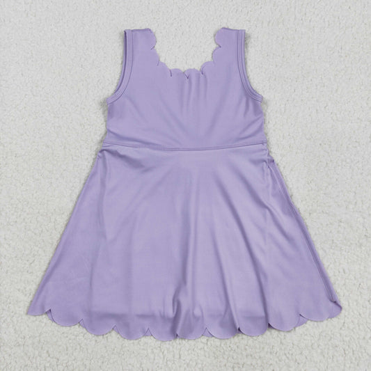 GSD2372 Purple Color Girls Summer Knee Length Yoga Dress